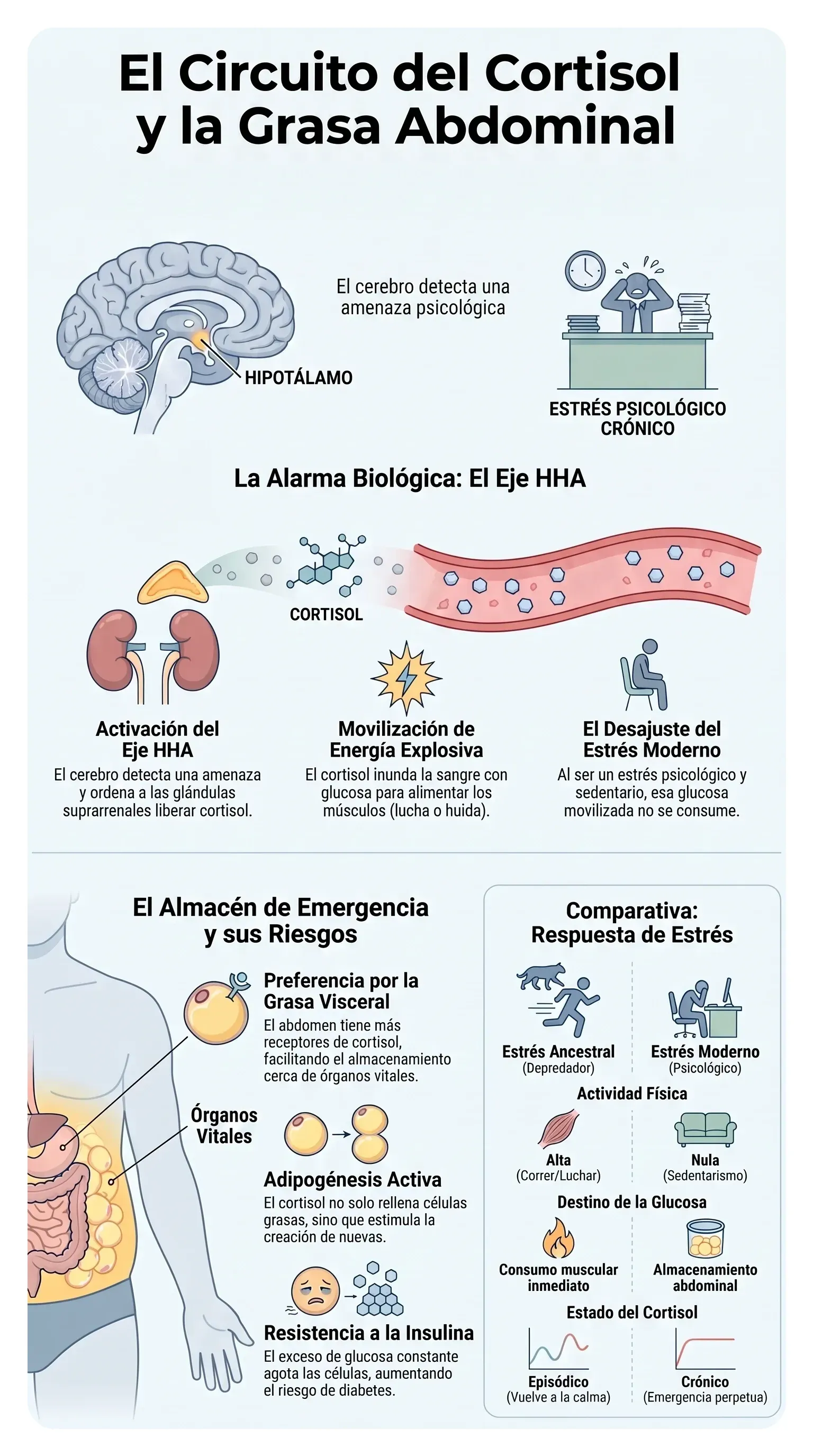 Cortisol y grasa abdominal.